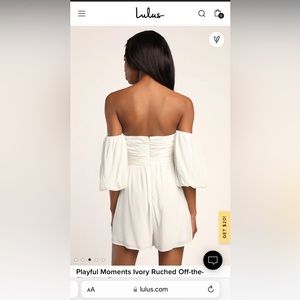 Playful Moments Ivory Ruched Off-the-Shoulder Romper